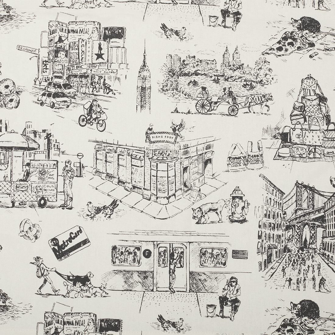 Nyc Toile Tea Towel with New York inspired artwork, pairs beautifully with modern tabletop collections and serveware