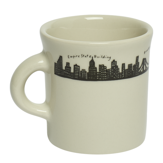 Close-up of 212 Skyline - Diner Mug (8 3/4oz), ceramic mug with NYC skyline design