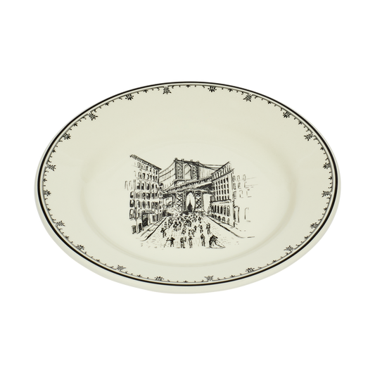 NYC Toile - Dumbo Plate 8.25in, ceramic, by Fishs Eddy, for everyday meals and table settings, alternate view
