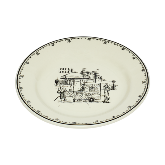 NYC Toile - Cart Plate 8.25in, ceramic, by Fishs Eddy, for everyday meals and table settings, alternate view