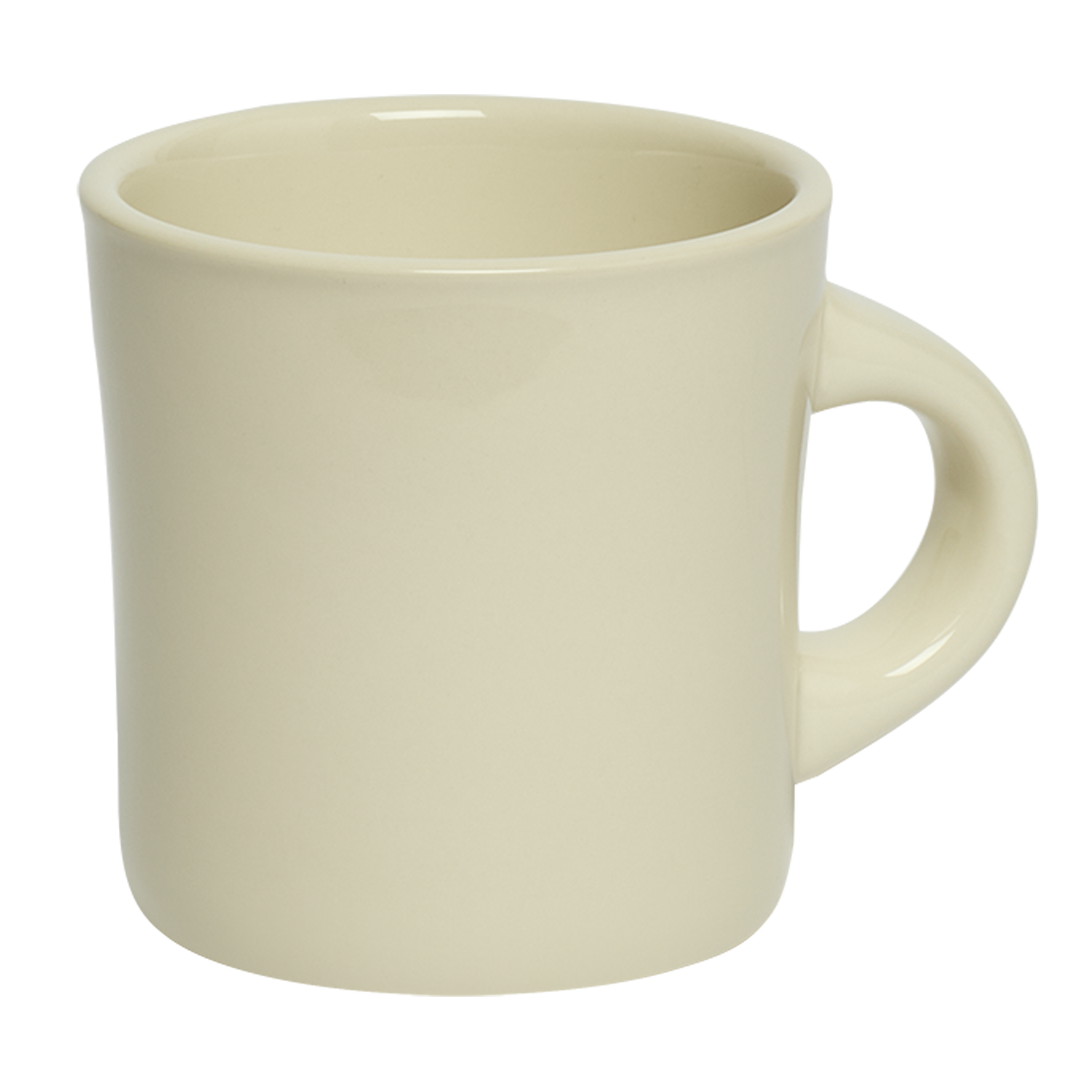 Side view of Diner Whites - Large Mug (13oz) by Fishs Eddy, ceramic mug perfect for coffee, tea, and everyday use