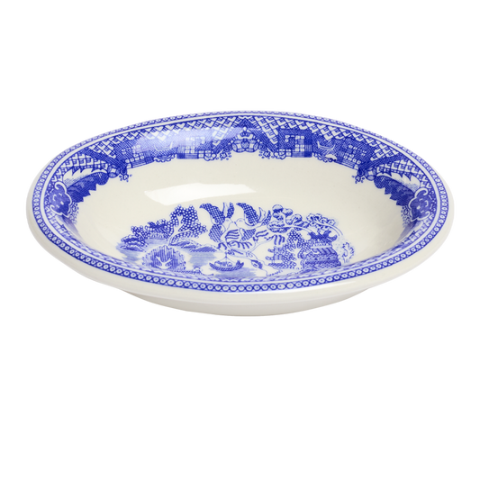 Blue Willow Deep Oval Platter with classic blue willow pattern, crafted for versatile everyday use
