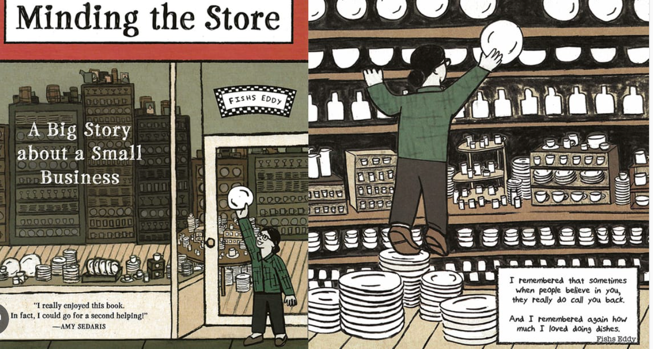 Minding the store cover art image for a video about the founding of Fishs Eddy
