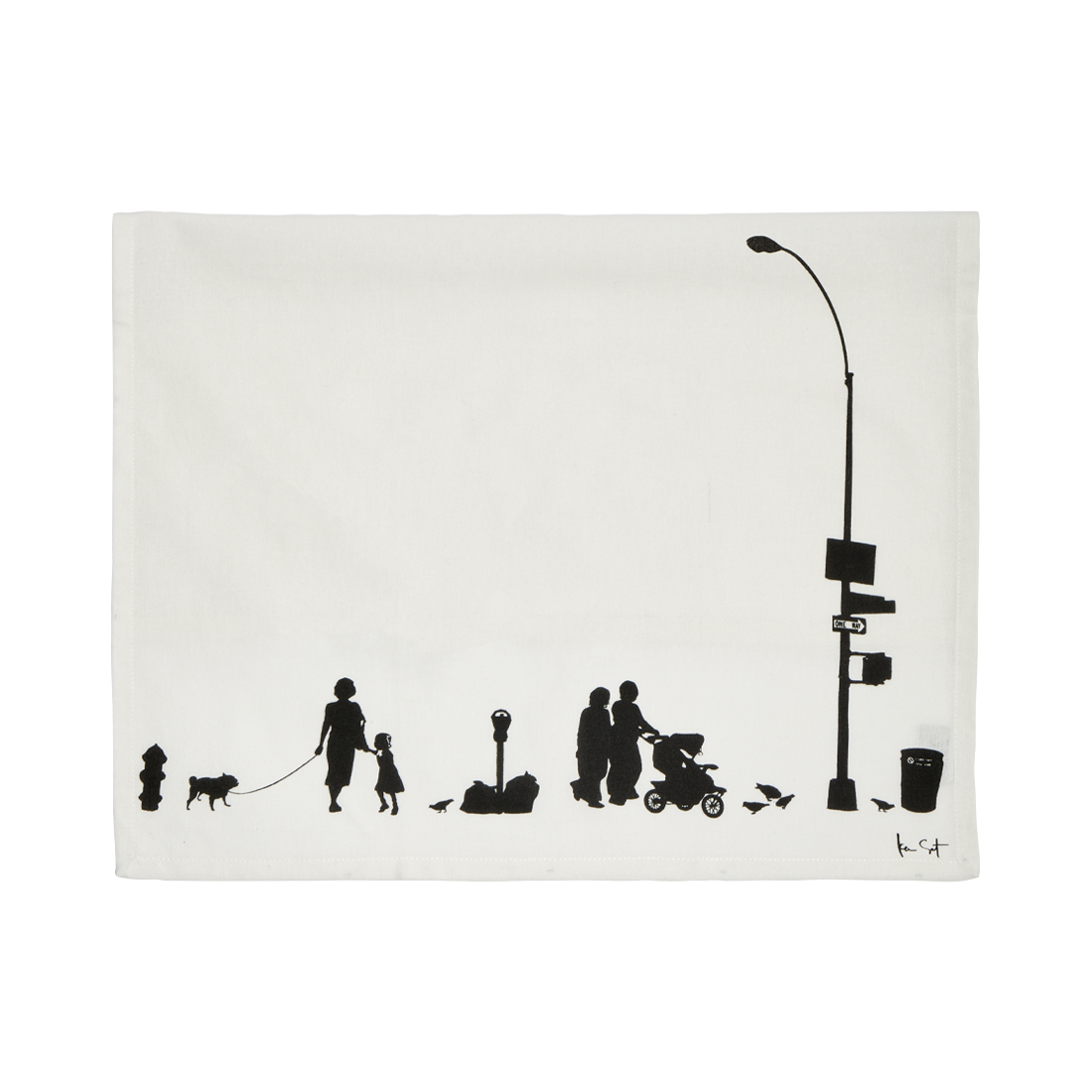 Pedestrians Tea Towel with decorative kitchen inspired artwork, designed to bring texture character and function to your kitchen