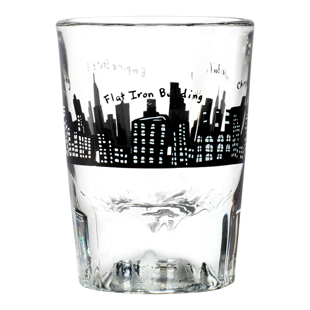 Skyline Shot Glass with New York inspired artwork, an easy addition to any modern table setting