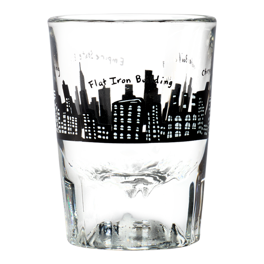 Skyline Shot Glass with New York inspired artwork, an easy addition to any modern table setting