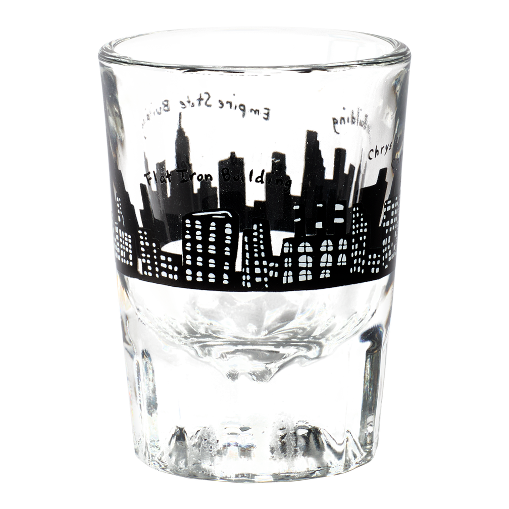 Skyline Shot Glass with New York inspired artwork, perfect for serving meals snacks or drinks