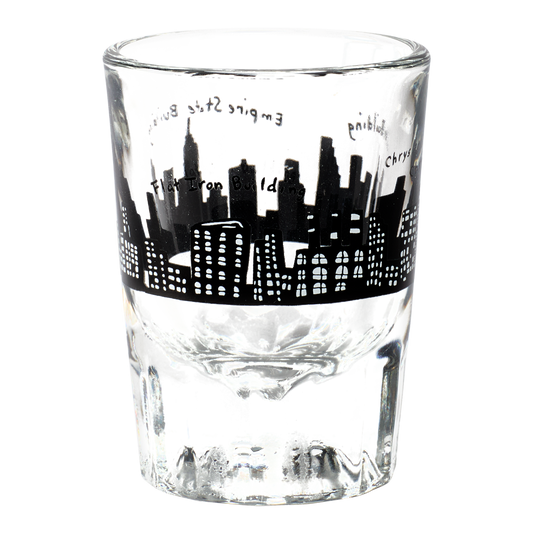 Skyline Shot Glass with New York inspired artwork, perfect for serving meals snacks or drinks