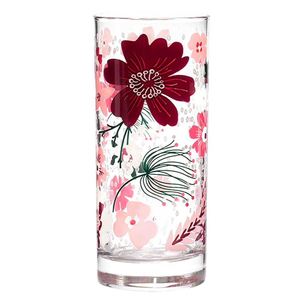 Pink Garden Highball Glass crafted from durable ceramic, well suited for casual meals and entertaining