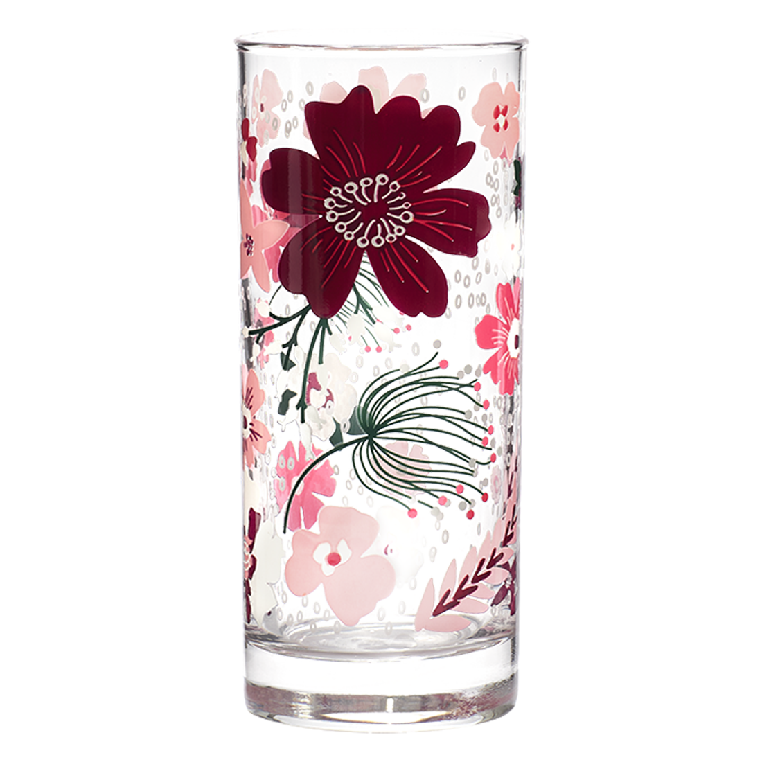 Pink Garden Highball Glass crafted from durable ceramic, well suited for casual meals and entertaining