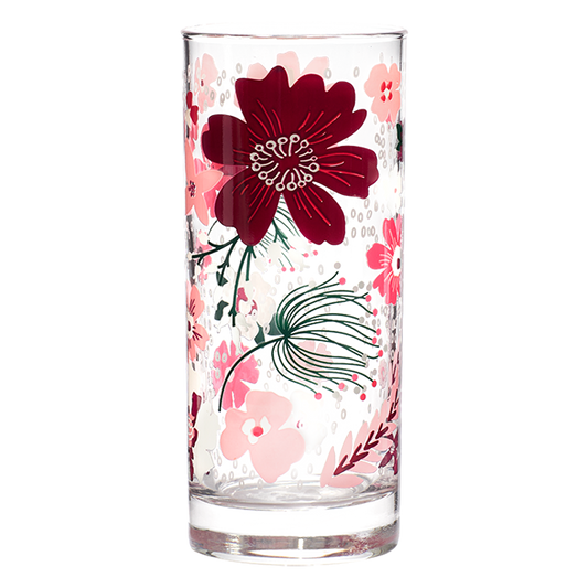 Pink Garden Highball Glass crafted from durable ceramic, well suited for casual meals and entertaining