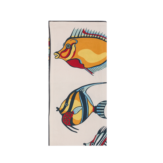 Museum Fish Tea Towel with decorative kitchen inspired artwork, adds warmth and personality to kitchens dining spaces and table settings