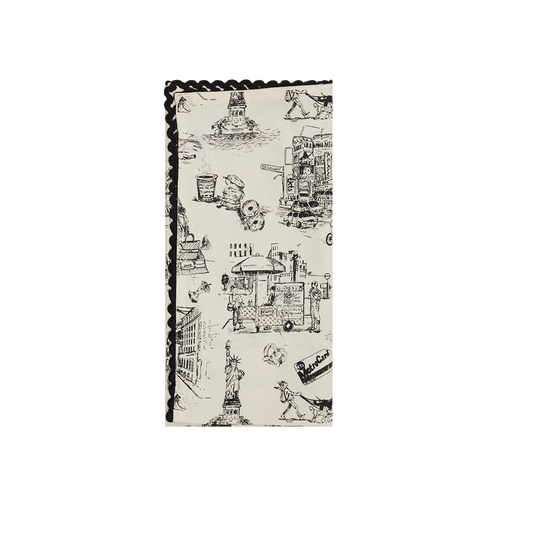 Nyc Toile Tea Towel with New York inspired artwork, perfect for pairing with everyday dinnerware and relaxed kitchen settings