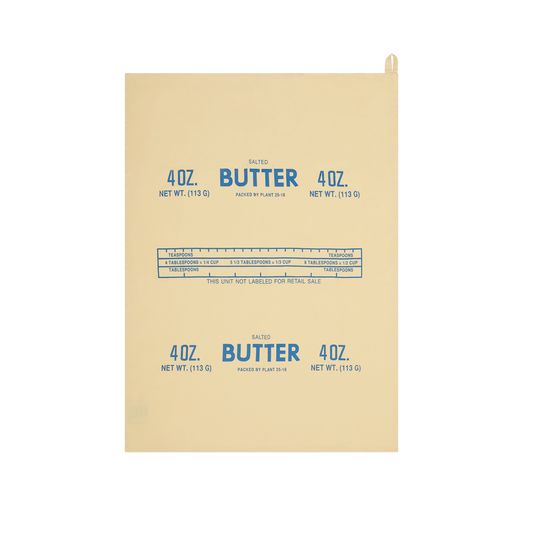 Butter Tea Towel with decorative kitchen inspired artwork, great for everyday cooking entertaining and layered table styling