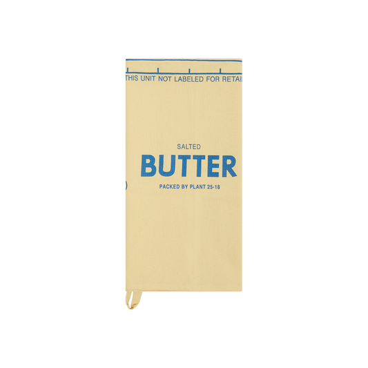 Butter Tea Towel with decorative kitchen inspired artwork, an easy addition to coordinated kitchen and dining spaces