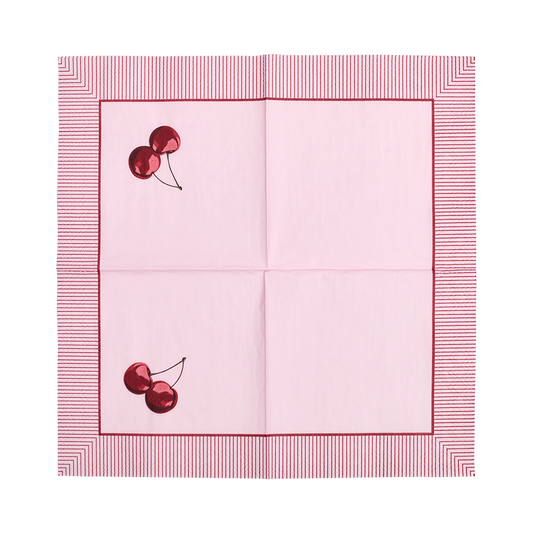 Cocktail Napkin Cherry with decorative entertaining inspired design, an easy way to elevate casual meals and coordinated table settings