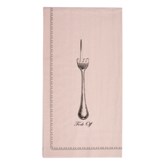 Guest Napkin Fork Off with playful graphic typography, designed to bring warmth and character to your table presentation