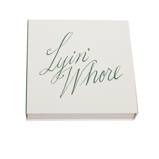 White box with 'Lyin' Whore' text on a white background
