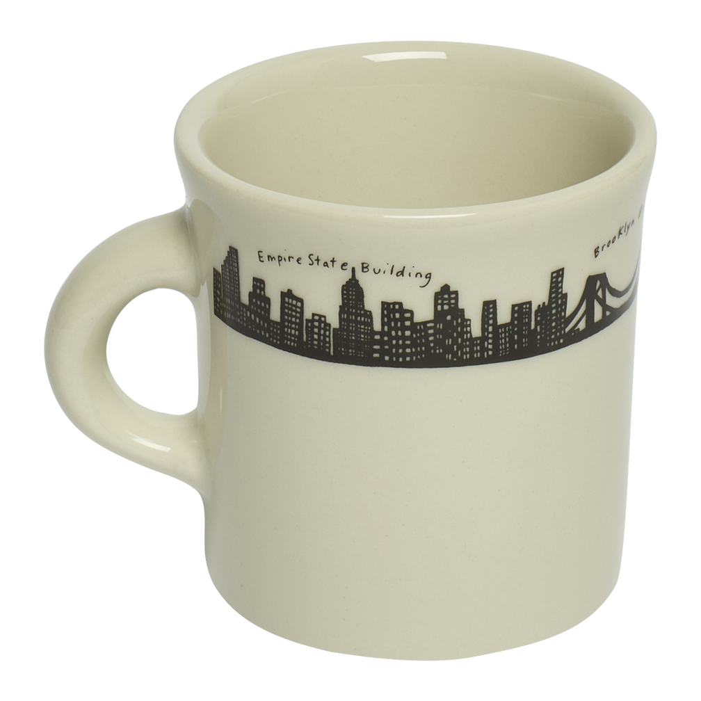Side view of 212 Skyline - Diner Mug (8 3/4oz) by Fishs Eddy, ceramic mug perfect for coffee, tea, and everyday use