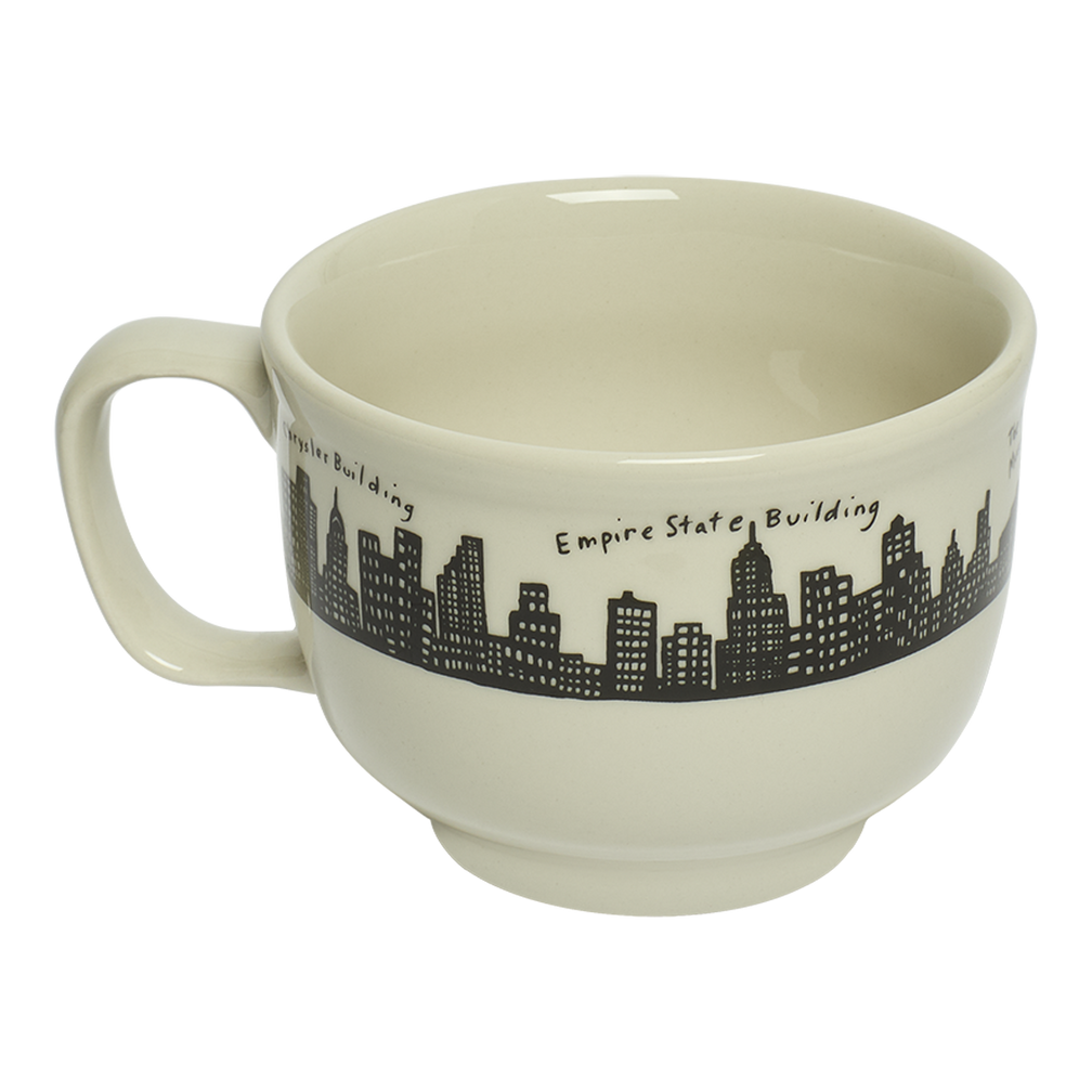 Side view of 212 Skyline - Jumbo Mug (18oz) by Fishs Eddy, ceramic mug perfect for coffee, tea, and everyday use