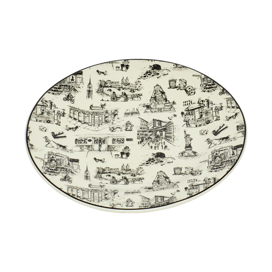 NYC Toile - Dinner Plate 10.25in, ceramic, by Fishs Eddy, for everyday meals and table settings, alternate view