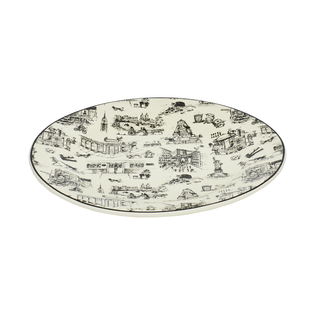 NYC Toile - Dinner Plate 10.25in, ceramic, by Fishs Eddy, for everyday meals and table settings, detail view