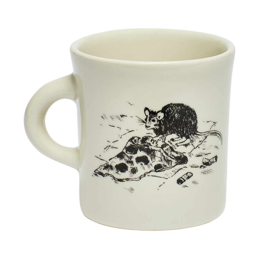 NYC Toile - Pizza Rat Mug 8.75oz by Fishs Eddy, ceramic mug with New York toile design, perfect for coffee, tea, and everyday use