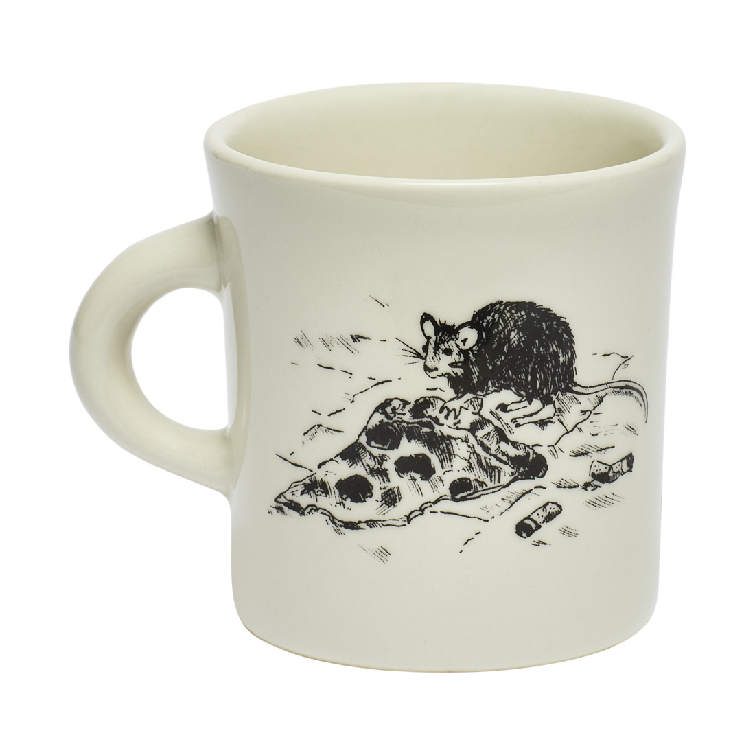 NYC Toile - Pizza Rat Mug 8.75oz by Fishs Eddy, ceramic mug with New York toile design, perfect for coffee, tea, and everyday use