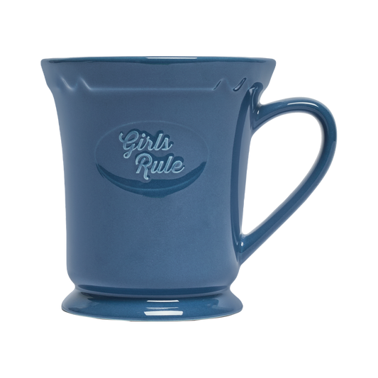 Girls Rule Mug 11oz by Fishs Eddy, ceramic mug with Girls Rule text design, perfect for coffee, tea, and everyday use