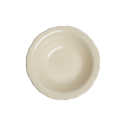 Scalloped Whites Fruit Bowl . designed for serving fruit or snacks, ideal for everyday use