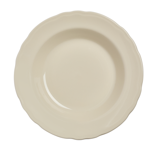 Scalloped Whites Soup Bowl . crafted from durable ceramic, great for casual dining and everyday meals