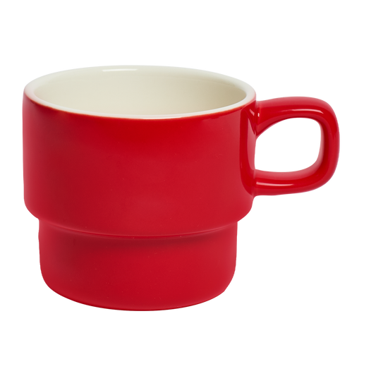 Close-up of Stackable Mug - Poppy 10oz, ceramic mug with poppy colorware design