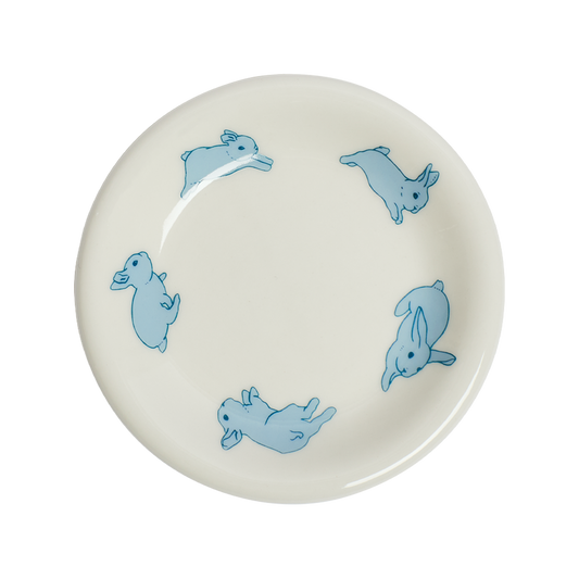 Bunnies Mini Plate 3.5in, ceramic, by Fishs Eddy, for everyday meals and table settings, front product image