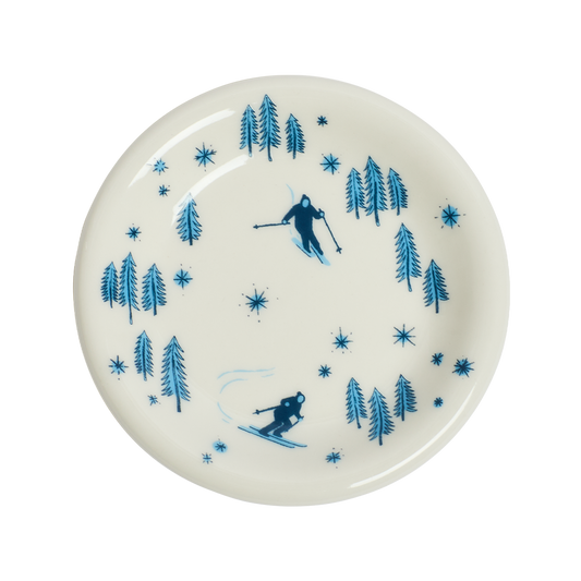 Ski Mini Mini Plate 3.5in, ceramic, by Fishs Eddy, for everyday meals and table settings, front product image