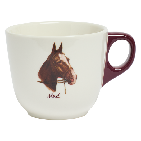 Close-up of All in the Family - Stud Mug (10oz), ceramic mug with novelty text design