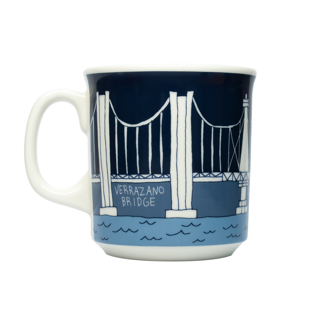 Back view of Bridge & Tunnel - Bridge Mug (15oz), ceramic mug with Fishs Eddy design details