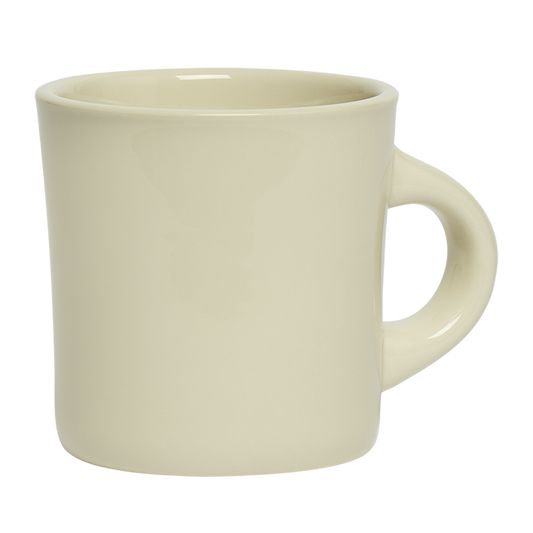 Close-up of Diner Whites - Large Mug (13oz), ceramic mug with classic white diner style