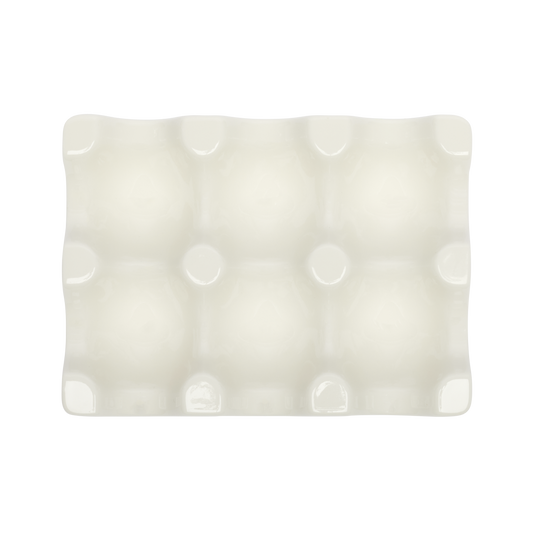 Farmers Market Egg Tray White Ea crafted from durable ceramic, adds personality to your table