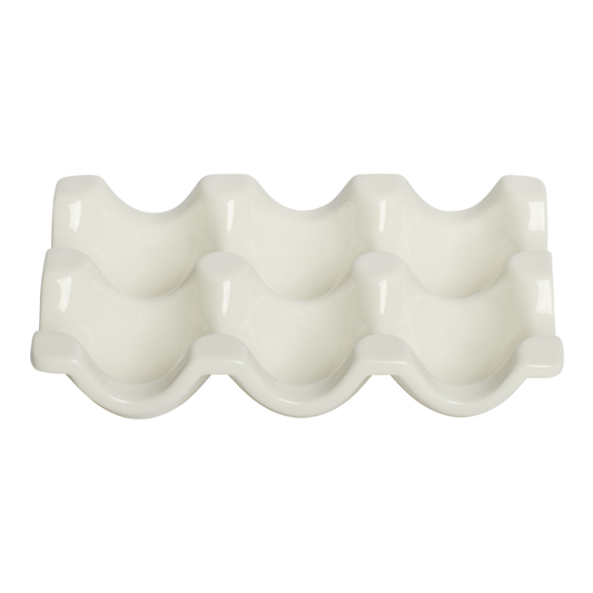 Farmers Market Egg Tray White Ea crafted from durable ceramic, perfect for serving meals snacks or drinks