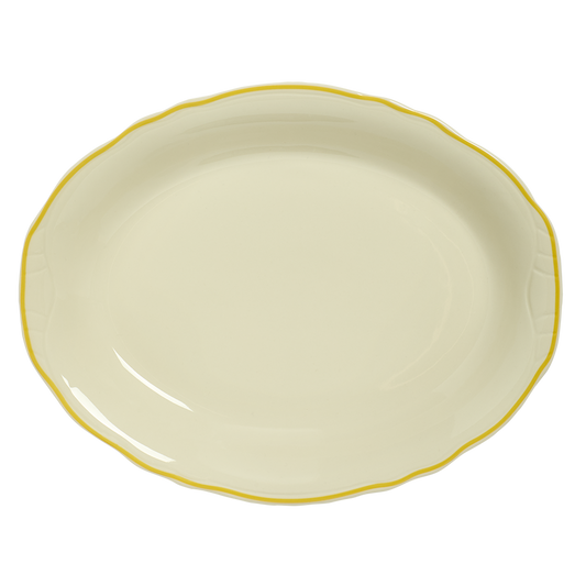 Sunshine Scallop Oval Platter crafted from durable ceramic, crafted for versatile everyday use