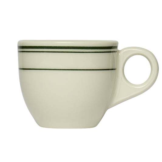 HL Greenband - Demitasse (3.5oz) by Fishs Eddy, demitasse espresso cup with green band diner stripes, perfect for espresso and after-dinner coffee