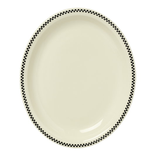 Checkerboard Medium Platter with classic checkerboard pattern, perfect for serving meals snacks or drinks