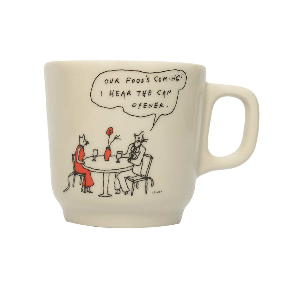 Liana Finck - Can Opener Mug (10oz) by Fishs Eddy, ceramic mug with illustrated design by Liana Finck, perfect for coffee, tea, and everyday use