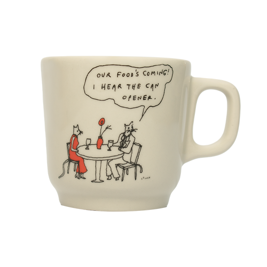 Liana Finck - Can Opener Mug (10oz) by Fishs Eddy, ceramic mug with illustrated design by Liana Finck, perfect for coffee, tea, and everyday use