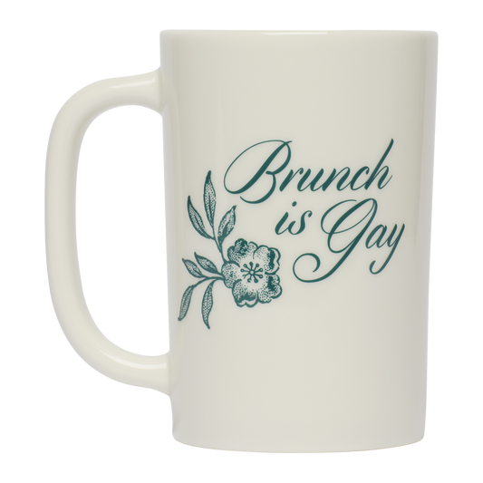 Pleasantries - Brunch is Gay Mug (12oz) by Fishs Eddy, ceramic mug with graphic design, perfect for coffee, tea, and everyday use