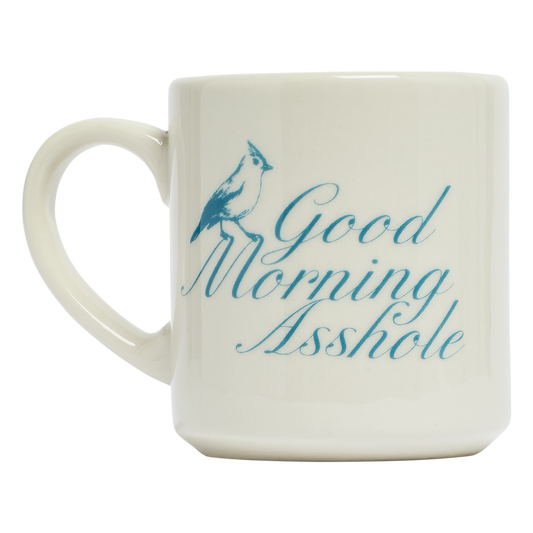 Pleasantries - Good Morning Asshole Mug (10oz) by Fishs Eddy, ceramic mug with novelty text design, perfect for coffee, tea, and everyday use