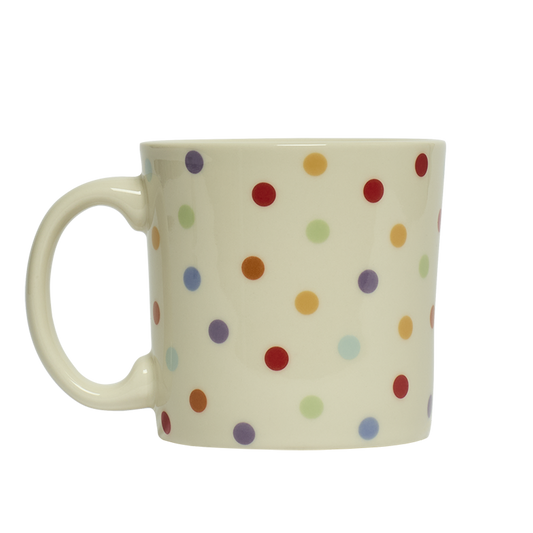 Spot On - Twelve Mug (12oz) by Fishs Eddy, ceramic mug with polka dot pattern, perfect for coffee, tea, and everyday use