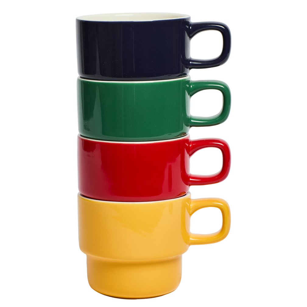 Back view of Stackable Mug - Poppy 10oz, ceramic mug with Fishs Eddy design details